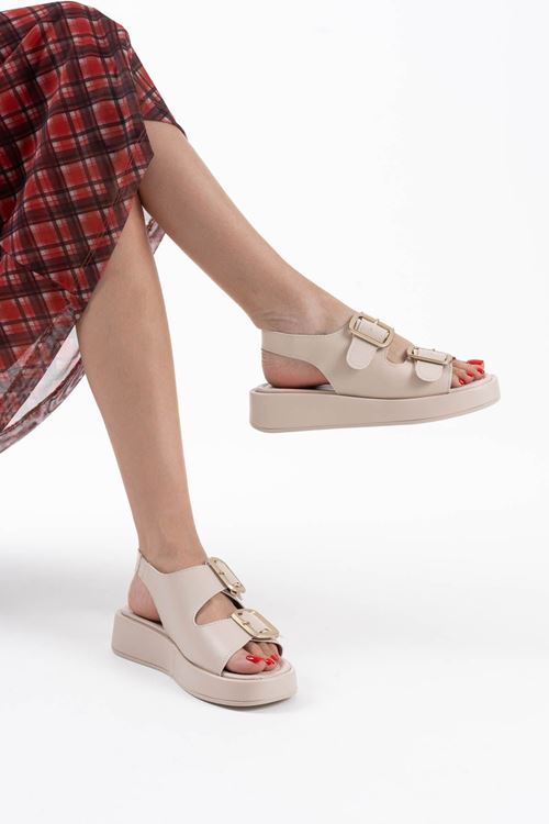Toptan Kadın BeJ Sandalet TR17MY02C