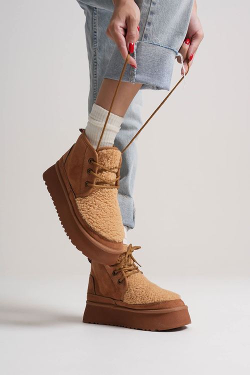 Kadın Kalın Tabanlı Kışlık Kürklü Bot TR04MK03C