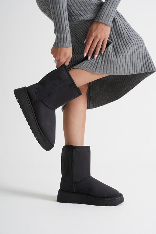 Kadın Siyah Kürklü Kışlık Bot TR14MK04A