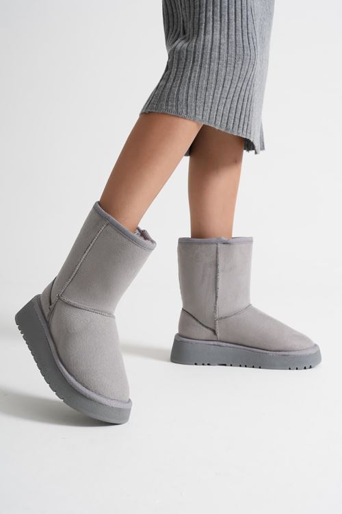 Kadın Gri Kürklü Kışlık Bot TR14MK04D