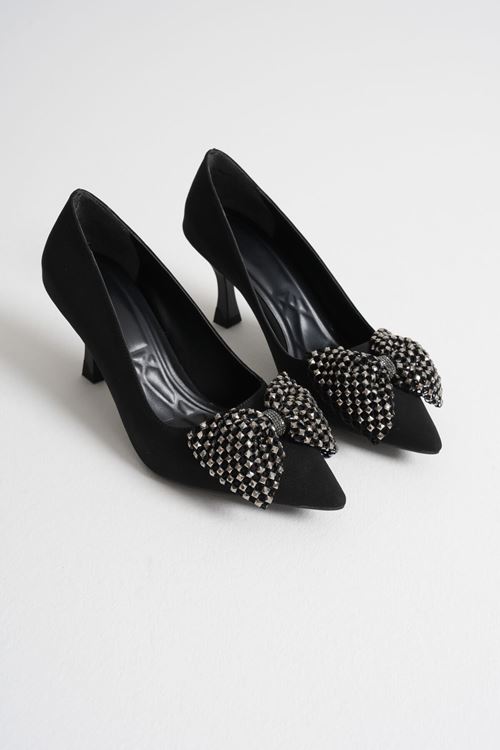 Toptan Bayan Topuklu Siyah Ayakkabı TR06MS29A