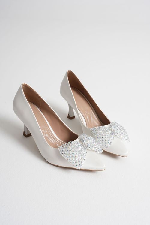 Toptan Bayan Topuklu Beyaz Ayakkabı TR06MS29B