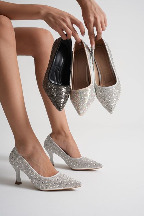 Toptan Kadın Taşlı Abiye Ayakkabı TR06MS32D