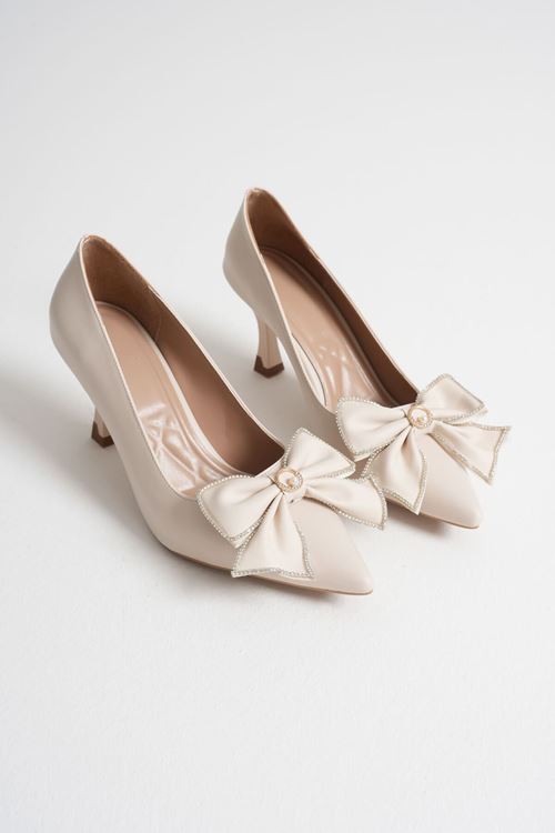 Toptan Kadın Bej Topuklu Ayakkabı TR06MS33B