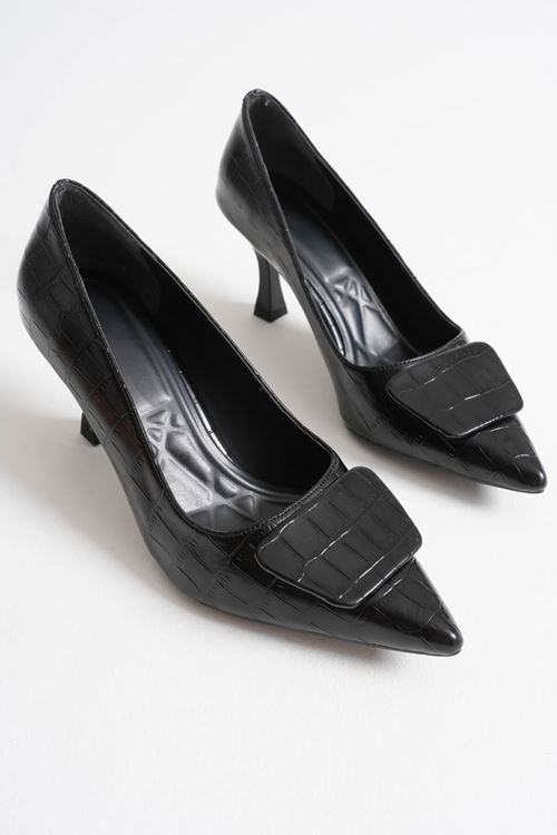 Toptan Kadın Siyah Topuklu Ayakkabı TR06MS34A