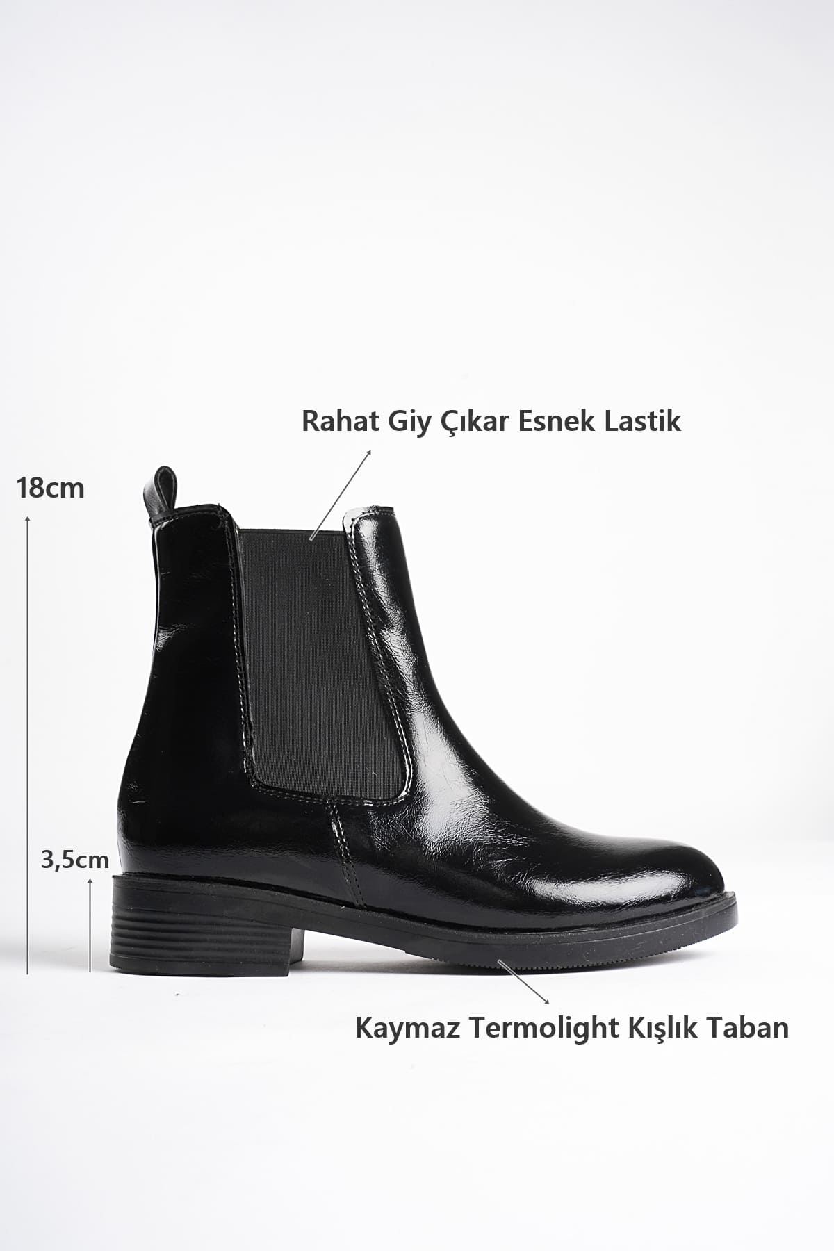 Kadın Kışlık Toptan Siyah Rugan Bot TR01MK06A