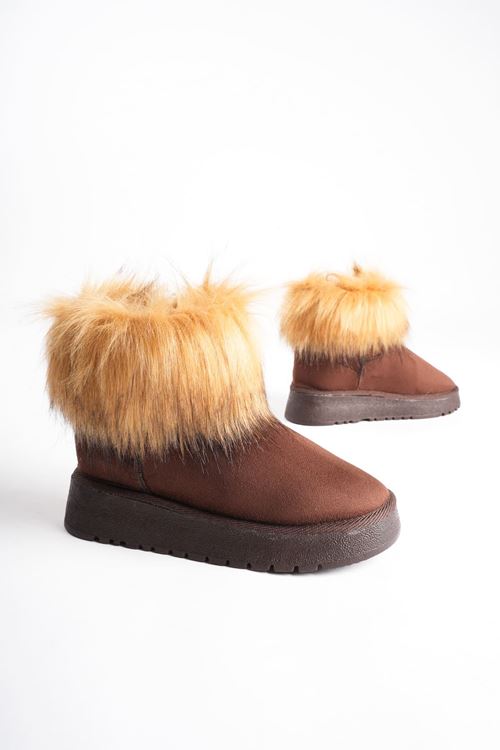 Kadın Toptan Acı Kahve Kürklü Kışlık Bot TR14MK07D
